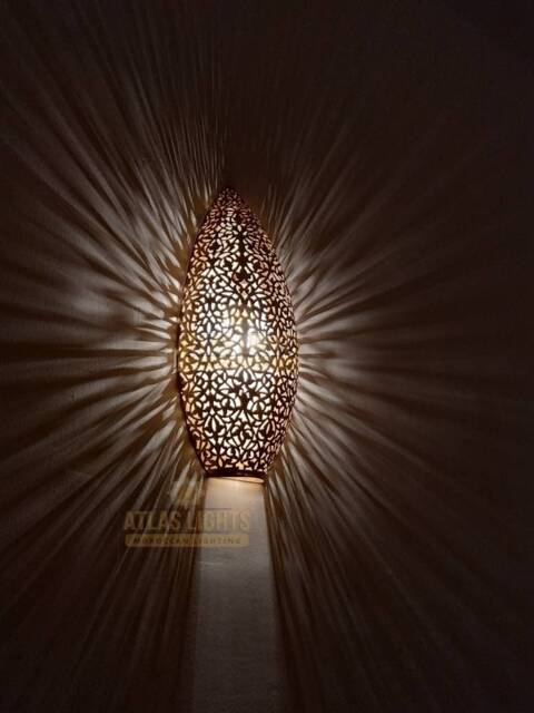 Handmade Moroccan Brass Wall Sconce Engraved Home Lighting - image 1