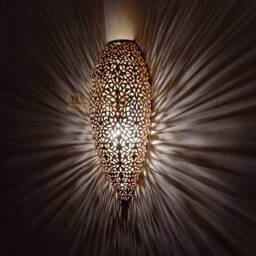 Handmade Moroccan Brass Wall Sconce Engraved Home Lighting - thumbnail 2