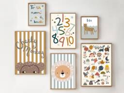 Set Of Gallery Wall Prints For A Playroom, Bedroom Or Nursery, Including Personalised Leopard Print - Prints Only - thumbnail 1