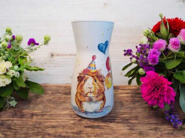 Happy Birthday Guinee Pig Flower Vase, Lovers, Wildlife Decor, Gifts, Birthday, Gifts For Mum, Nan, Quirky - image 1