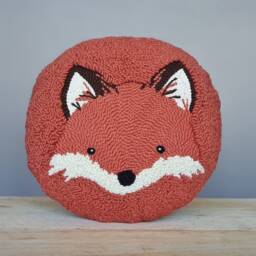 Fox Punch Needle Pillow - Handmade Tufted Animal Plush Dorm Room Decor Nursery Throw Cute College Gift Cozy Bed Cushion - thumbnail 3