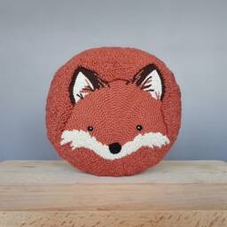 Fox Punch Needle Pillow - Handmade Tufted Animal Plush Dorm Room Decor Nursery Throw Cute College Gift Cozy Bed Cushion - thumbnail 2