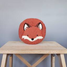 Fox Punch Needle Pillow - Handmade Tufted Animal Plush Dorm Room Decor Nursery Throw Cute College Gift Cozy Bed Cushion - thumbnail 1