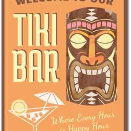 Welcome To Our Tiki Bar Metal Sign - Retro Decor Luau Party Wall Art Polynesian Tropical Patio Gift - thumbnail 2
