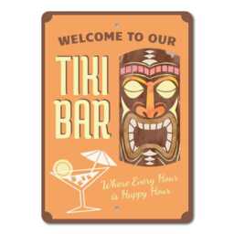 Welcome To Our Tiki Bar Metal Sign - Retro Decor Luau Party Wall Art Polynesian Tropical Patio Gift - thumbnail 3
