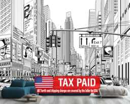 Cartoon City Street Wallpaper Mural, Black & White Comic, Kids Room Decor