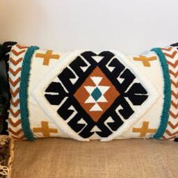 Boho Kilim Punch Needle Pillow Cover Hand Tufted Lumbar Cushion - 35x65 cm - thumbnail 2