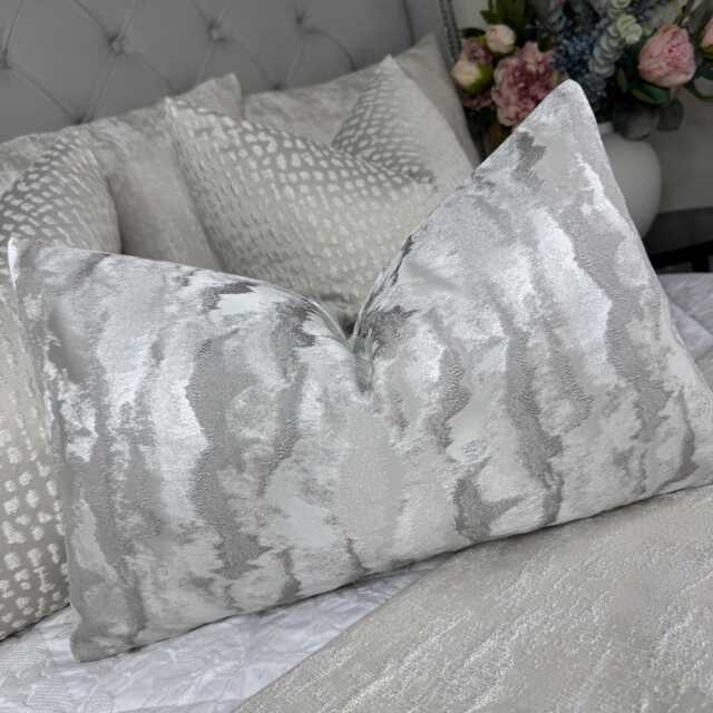 Handmade Silver Grey Cushion Cover, Bolster Pillow Ashley Wilde Nimbus Fabric, 12x20 - image 1