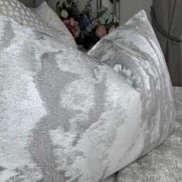 Handmade Silver Grey Cushion Cover, Bolster Pillow Ashley Wilde Nimbus Fabric, 12x20 - thumbnail 2
