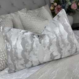 Handmade Silver Grey Cushion Cover, Bolster Pillow Ashley Wilde Nimbus Fabric, 12x20