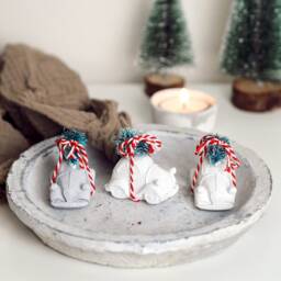 Concrete Christmas Car Ornament Handmade Holiday Decor - 3cm X 5cm