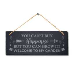 Happiness Hanging Slate Sign Laser Engraved Plaque Garden Wall Art Home Gift - thumbnail 3