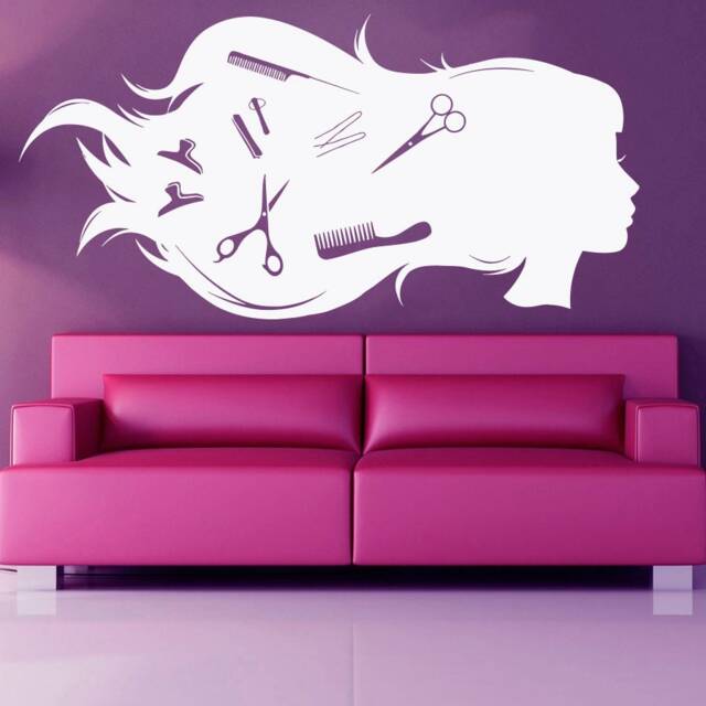 Hair Salon Wall Decal Stylist Tools, Barber Shop Decor T122 - image 1