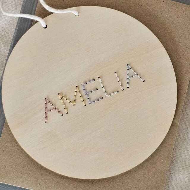 Personalised Wooden Name Sign - Embroidered Nursery Wall Decor - image 1