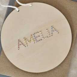 Personalised Wooden Name Sign - Embroidered Nursery Wall Decor - thumbnail 1