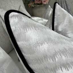 Silver Cushion Cover Black Velvet Piping Torrent Textured Ashley Wilde Luxury Piped Pillow Case Living Room Or Bedroom Decor - thumbnail 2