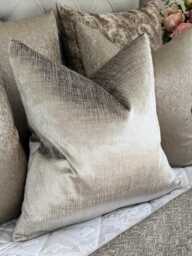 Luxury Taupe Cushion Cover, Velvet Throw Pillow Cover For Sofa Or Bed, Designer Osamu Harlequin Fabric - Double Sided - thumbnail 1