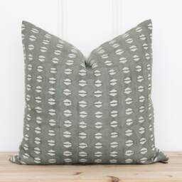 Olive Green Hand Block Pillow Cover - Indian Geometric Printed 20 X 16 26 -- Mo - thumbnail 1