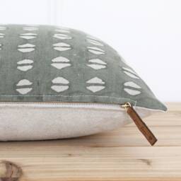 Olive Green Hand Block Pillow Cover - Indian Geometric Printed 20 X 16 26 -- Mo - thumbnail 2