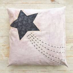 Hand Dyed Shooting Star Pillow Cover Set Applique Embroidery Cushions - thumbnail 3