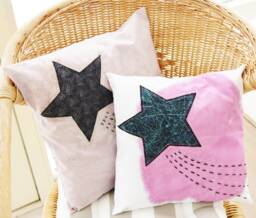 Hand Dyed Shooting Star Pillow Cover Set Applique Embroidery Cushions