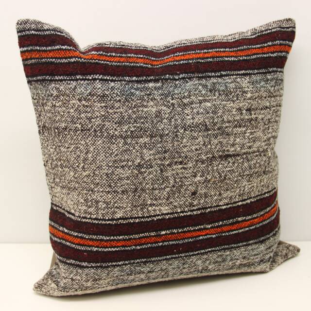Handmade Turkish Kilim Pillow Cover, Wool & Cotton, 20x20 - image 1