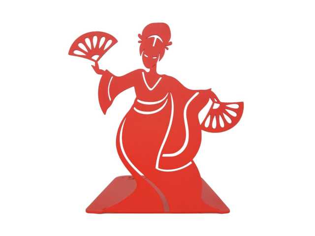 Geisha Bookend - Metal Book Stopper Japanese Library Red Decor Gift For Readers - image 1
