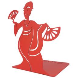 Geisha Bookend - Metal Book Stopper Japanese Library Red Decor Gift For Readers - thumbnail 2