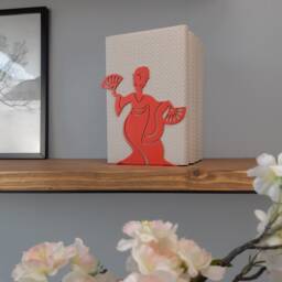 Geisha Bookend - Metal Book Stopper Japanese Library Red Decor Gift For Readers - thumbnail 3