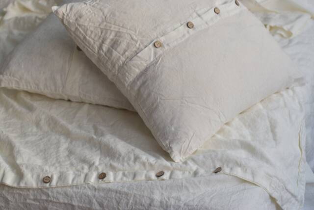 Linen Duvet Cover Set in A Antique White Color With 2 X Euro Pillow Shams Square Queen King Twin Pure Linen Bedding - image 1
