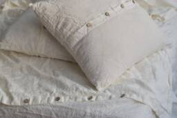 Linen Duvet Cover Set in A Antique White Color With 2 X Euro Pillow Shams Square Queen King Twin Pure Linen Bedding
