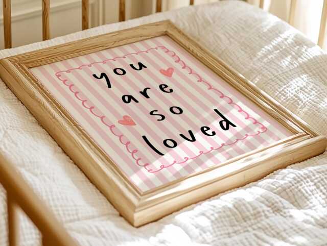 You Are So Loved Pink Heart Childrens Nursery Quote Wall Print, Toddler Bedroom, Playroom Prints For Kids - image 1