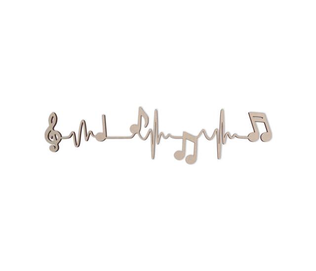 Wooden Music Notes Heartbeat Wall Art Unfinished Mdf Decor - image 1