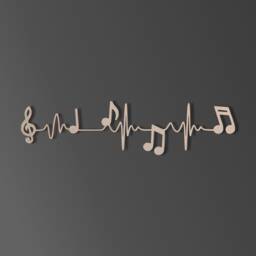 Wooden Music Notes Heartbeat Wall Art Unfinished Mdf Decor - thumbnail 2