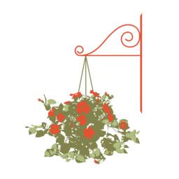 Chic Country Hanging Basket With Flowers - Wall Decal Custom Vinyl Art Stickers - thumbnail 2