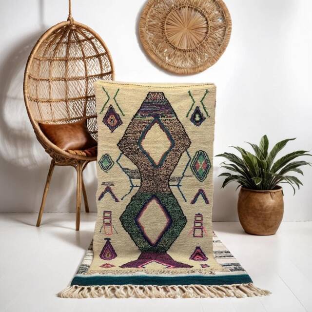 Handwoven Beni Ourain Runner Rug, Colorful Berber Design - image 1