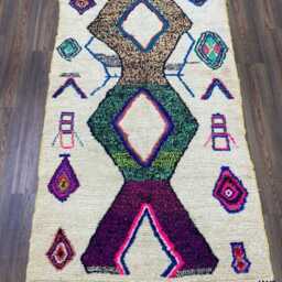 Handwoven Beni Ourain Runner Rug, Colorful Berber Design - thumbnail 2