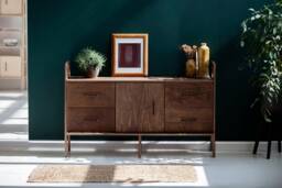Tv Console With Record Storage , Handmade Wooden Tv Console, Player Sideboard, Stand, Living Room Media Center - thumbnail 1