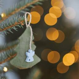 Natural Linen Christmas Tree Hanging Decoration - 3Pcs, Indoor Festive Holiday Ornament With Angel, Minimalist Winter Baubles, Fabric Balls - thumbnail 2