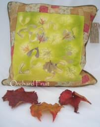Autumn Maple Leaves & Seeds Cushion - Embellished With Sun Printing, Applique Free-Motion Embroidery - thumbnail 1