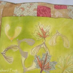 Autumn Maple Leaves & Seeds Cushion - Embellished With Sun Printing, Applique Free-Motion Embroidery - thumbnail 2
