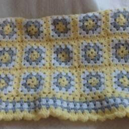 Hand Crocheted Baby Blanket Custom Colors, Pram Blanket - thumbnail 2