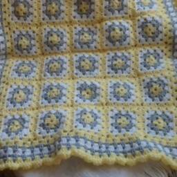 Hand Crocheted Baby Blanket Custom Colors, Pram Blanket - thumbnail 4