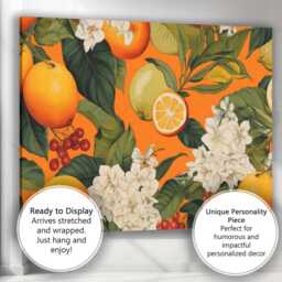 Vintage Citrus Blossom Botanical Fruit Pattern Canvas Wall Art Print Decor Picture Ready To Hang - thumbnail 3