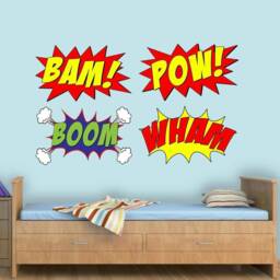 Sticker Pack - Comic Book Art Peel & Stick Decals Boom Bam Pow Wham Vinyl Wall Art Decor Reusable Fabric Material Vwaq-Cb5