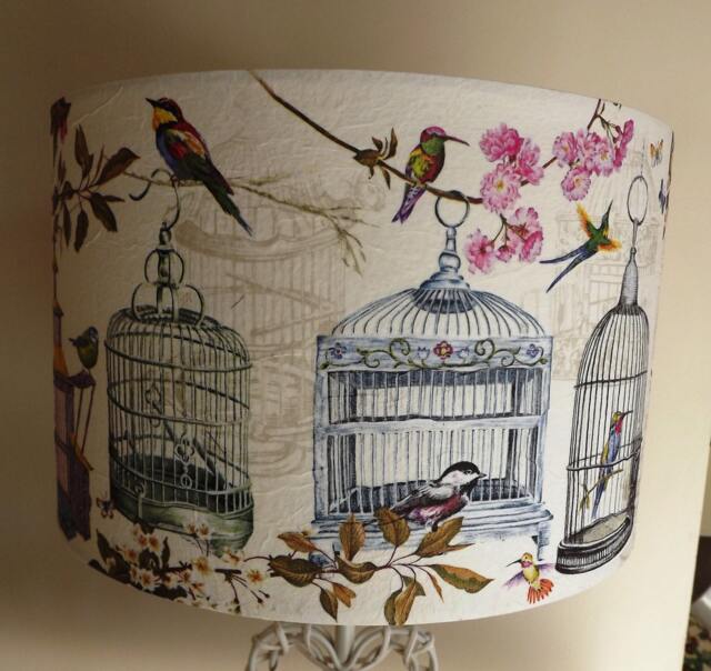 Vintage Birdcage Lampshade Birds Script Shabby Chic French Fatta Da Mamma - image 1