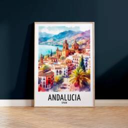 Andalucia Travel Print - Watercolour Poster Design - Wall Artwork Spain Gifts Home Decor Art Gift Europe Painting Picture - thumbnail 2