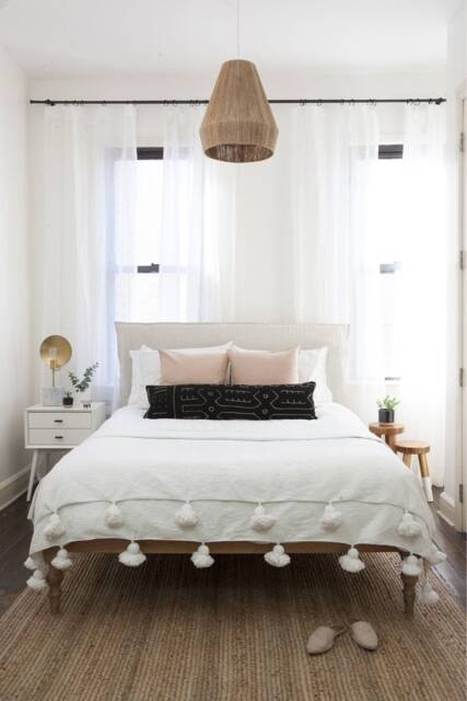 Moroccan White Pompom Throw Blanket With Tassel - Duvet Cover Made From Hand Woven Cotton Sofa Couch Bed End - image 1