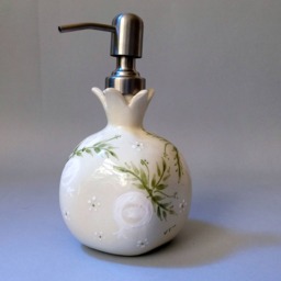 Handmade Ceramic Soap Dispenser Retro Pomegranate Lotion Pump - thumbnail 3