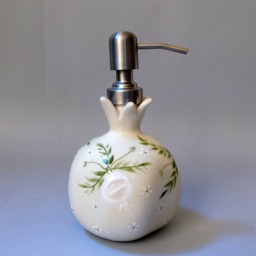 Handmade Ceramic Soap Dispenser Retro Pomegranate Lotion Pump - thumbnail 1
